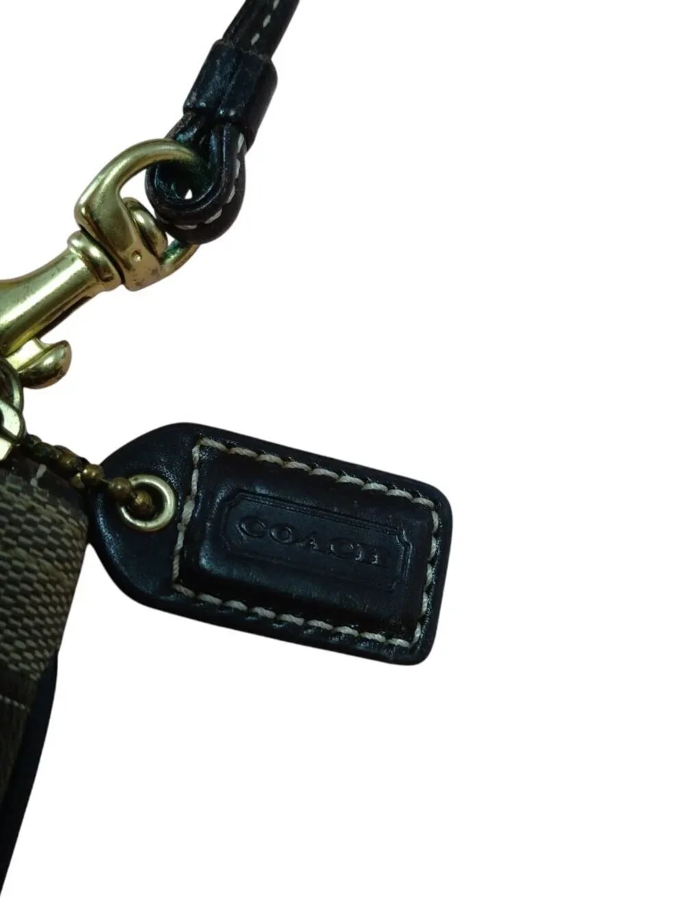 Coach Signature Wristlet Brown Canvas Hang Tag Purse Classic Zip Closure